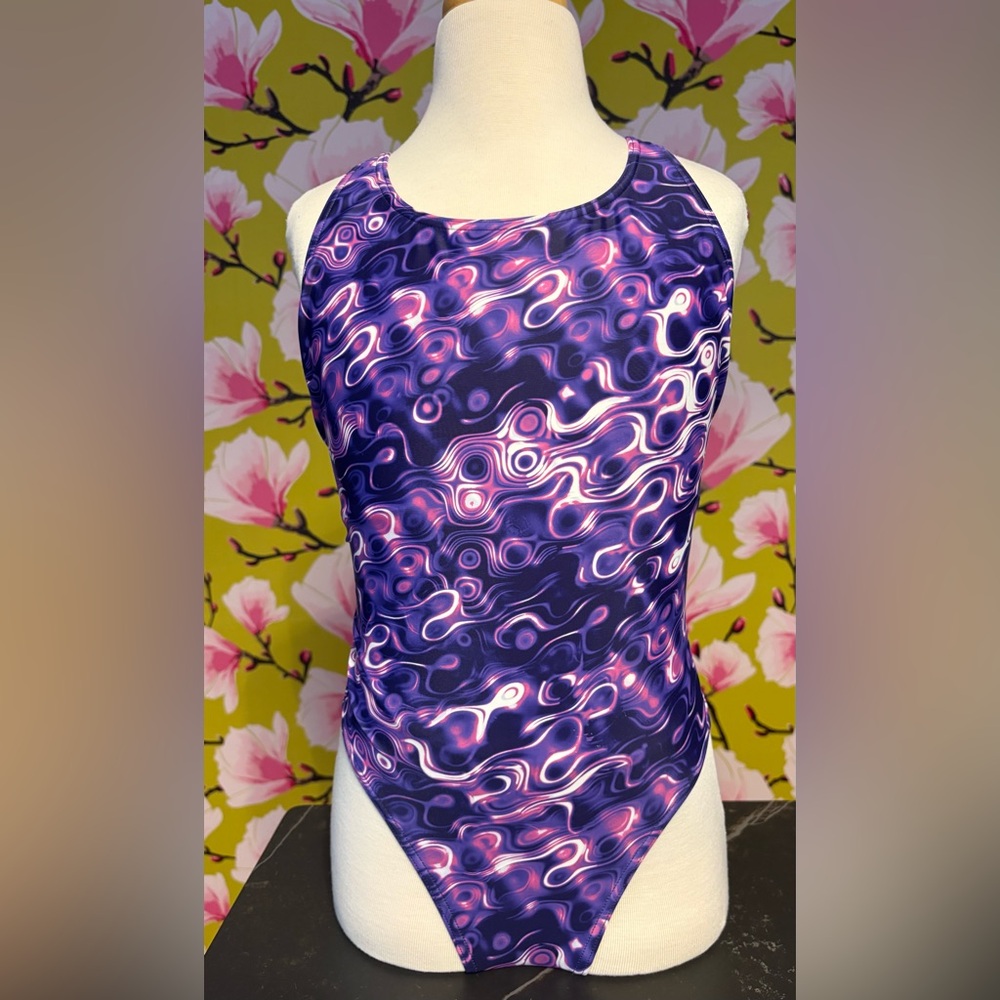 Vibrant Purple Swirl One-Piece Swimsuit